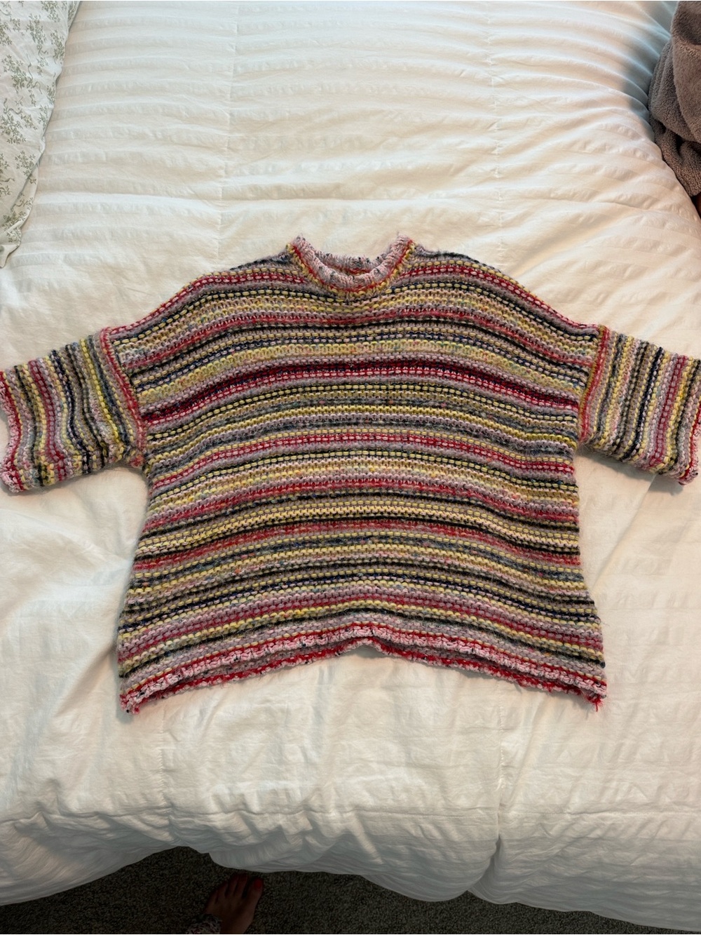 Ganni mixed Knit drop shoulder short sleeve sweater - Picture 5 of 7